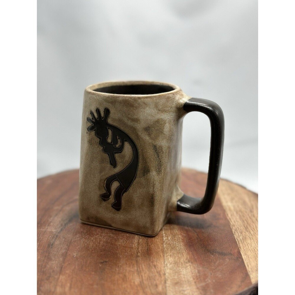 Mara Pottery Mexico Hand Crafted Mexican Art Pottery Kokopelli Cactus Coffee Mug